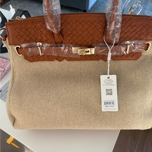 Elegant Tan and Brown Women's Handbag